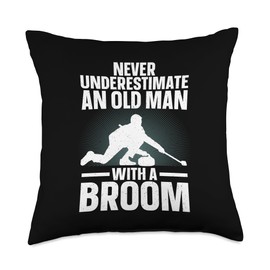 Curling Art For Men Grandpa Ice Curling Sport Lover Curling Throw Pillow