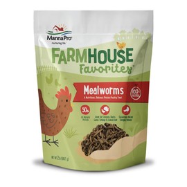 Manna Pro Farmhouse Favorites Mealworms Poultry Treat - Protein Treat for Chicken - Poultry, Turkey, Ducks, Geese, and Guinea Fowl Treat - Contains 50% Protein - 100% Natural Poultry Snack - 2lbs