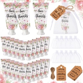 Dansib 48 Sets Baby Shower Hand Cream Party Favors for Guests Gift Bulk Travel Size Hand Lotion Set for Baby Shower Wedding Christmas(Rose)