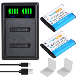 PowerTrust 2Pcs EN-EL19 EN EL19 Battery + LED USB Charger for Nikon Coolpix S32 S33 S100 S2500 S2750 S3100 S3200 S4200 S4400 S6400 S6500 S6600