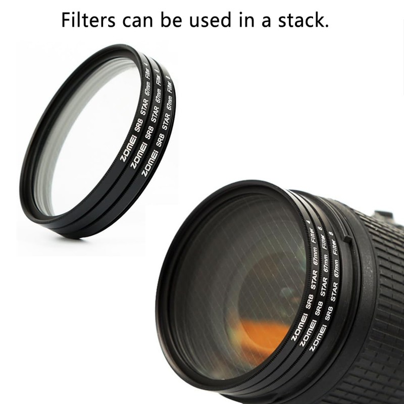 ZOMEI 55mm Star Filter 3-Piece Set (4, 6, 8 Points)