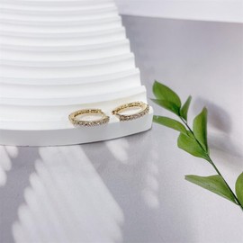 Dainty Turquoise CZ Small Hoop Earrings for Women Gold Plated Minimalist Crystal Cubic Zirconia Cartilage Tragus Pierced Huiggie Hoop Sensitive Ears Hypoallergenic Fashion Jewelry for Her, 10.0