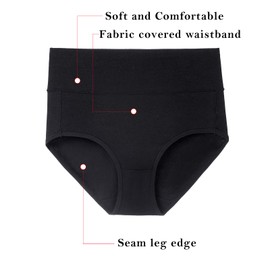 K-CHEONY Women's Underwear, High Waist Cotton Breathable Full Coverage Panties Brief Multipack Regular and Plus Size