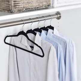 Yaheetech 100 Pack Non Slip Velvet Hangers Heavy Duty Flocked Coat Suit Hangers Space Saving Clothes Racks with 360° Swivel Hook, Black