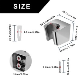0XBIT Shower Head Holder, Shower Holder Made of Zinc Alloy Silver, Wall Mounted Hand Shower Holder with Screws, Shower Holder, Compatible with Most Shower Heads