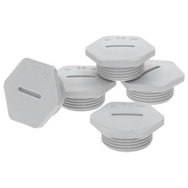 Pack of 5 Kalitec G4616009 PG16 Blanking Plugs Plastic Hexagonal Light Grey I 27 mm Diameter I PG16 Blanking Plug Set I Dust and Waterproof I IP68