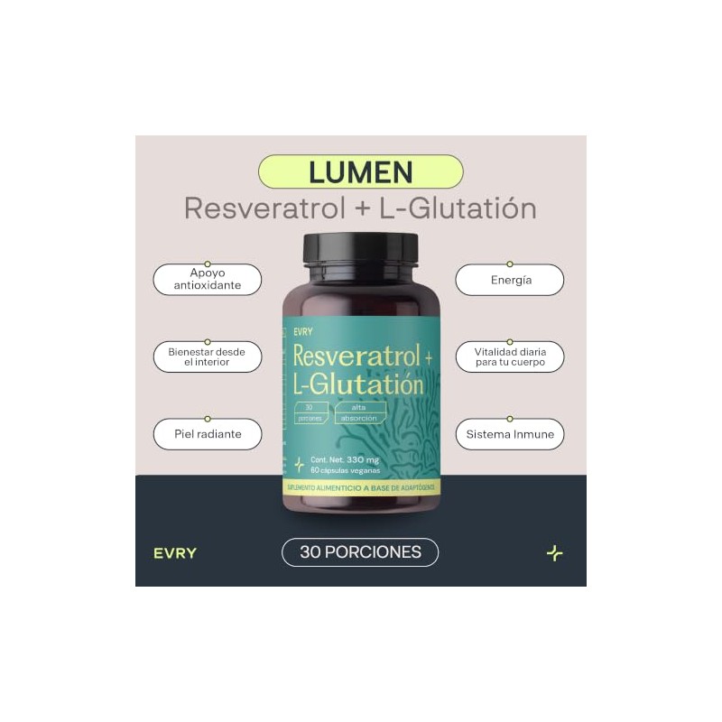 Resveratrol y Glutatión - Mezcla de Antioxidantes, Vitalidad y Energía
