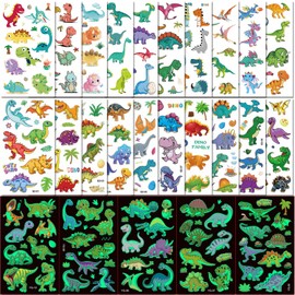 Children's Tattoo Set, 20 Sheets of Tattoos and 5 Sheets Glow in the Dark Temporary Tattoo, Waterproof Children's Tattoos, Birthday Party Decoration Accessories for Children's Birthday Party Bags