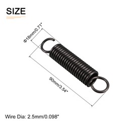 DTGN 2.5x18x90mm Extension Spring Compression Spring Extension Compression Spring 2pcs for Home Repair Manganese Steel Black