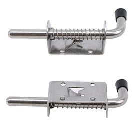 4Pcs 5 Inch Spring Loaded Barrel Bolt Latch Pin, BetterJonny Stainless Steel Barrel Bolt Latch Pin Thickened 2mm Door Lock W/Hardware for Gate Door Tailgate Trailer Garage