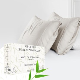 Southshore Fine Living, Inc. King Size Pillow Cases Set of 2 Luxurious, 300 Thread Count Silky-Soft Rayon Derived from Bamboo, Cooling Pillow Cases, Hotel Quality Bedding, Extra Large 20" x 40", Bone
