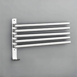 yozhch Kitchen Swivel Towel Rail Wall Mounted Bathroom Rotating Towel Rack Space-Saving Swing Toilet Towel Holder Folding Bar Shelf (5 Arm Length 35 cm)