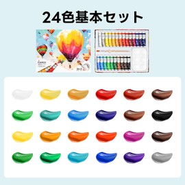 Marco Acrylic Paints, 24 Colors, Brush Palette, Acrylic Gouache, Quick Drying, Waterproof, Paint Set, Compatible with Cloth/Wood/Stone/Ceramics, Illustration, Craft, Handmade, Kids, Elementary