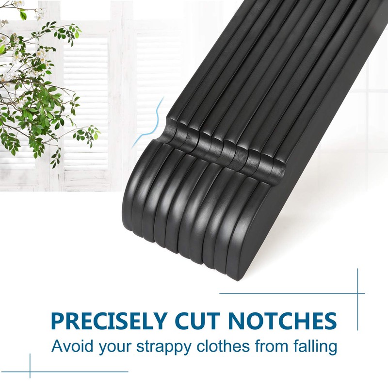 TOPIA HANGER Black Wooden Hangers 30 Pack, 0.28-inch Thick Slim