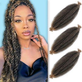 Afro Twist Hair Pre Separated Springy Afro Twist Hair Pre stretched Wrapping Hair for Soft Locs Afro Spring Twist Hair Marley Twist Braiding Hair Extensions (16 Inch (Pack of 3),T27#)