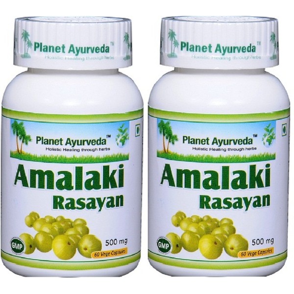 Planet Ayurveda Amalaki Capsules| Organic Amla Supplement- Supports Digestion, Eye, Heart & Skin Health| Maintains A Healthy Immune System | 100% Natural GMP Certified 60 Veg Capsules | Pack of 2