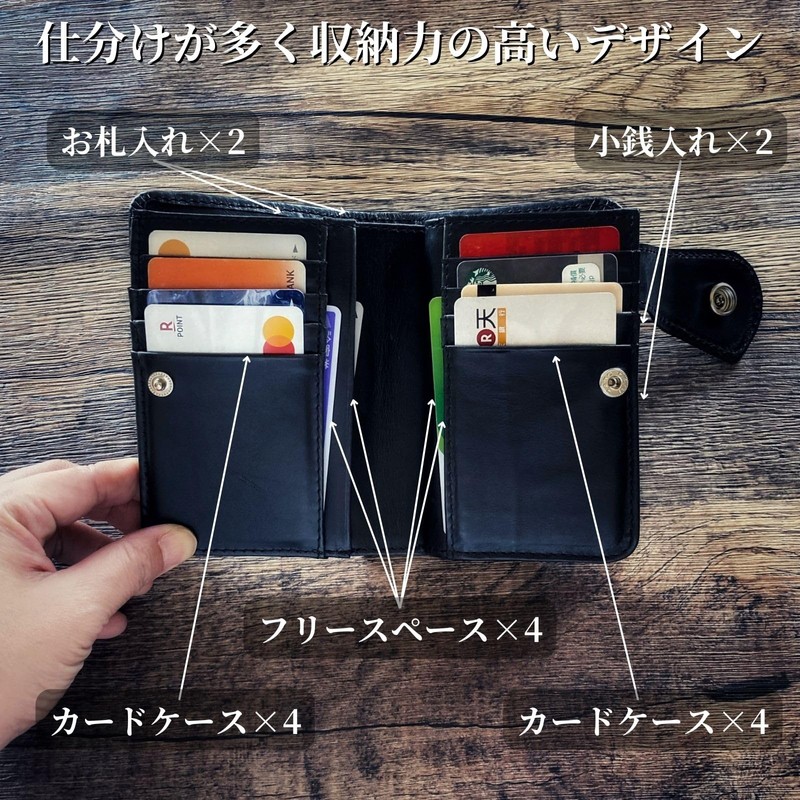 ASIAN ZACCA bhs0017 Bi-Fold Wallet, Bikers Wallet, Middle Wallet, Men's,