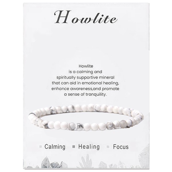 LOCCY Crystal Bracelet for Womens, 4mm Natural Stone Bracelet Stretch