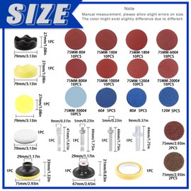Glarks 120Pcs Sanding Discs Assortment Kit, 3 Inch Quick Change Discs 80-3000 Grit Roll Lock Grinding Discs Surface Conditioning Discs with 1/4 inch Holder for Die Grinder Surface Rust Removal