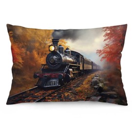 Retro Train Throw Pillow Cover Queen Size Cushion Case 20x30 Inch