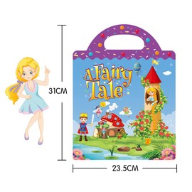 Interactive Children's Sticker Book Waterproof PVC Stickers Removable Creative Sticker Story Books - Scene Sticker Book for Endless Fun and Learning for Kids (4-World map/Space/Fairy Tale/Vehicles)