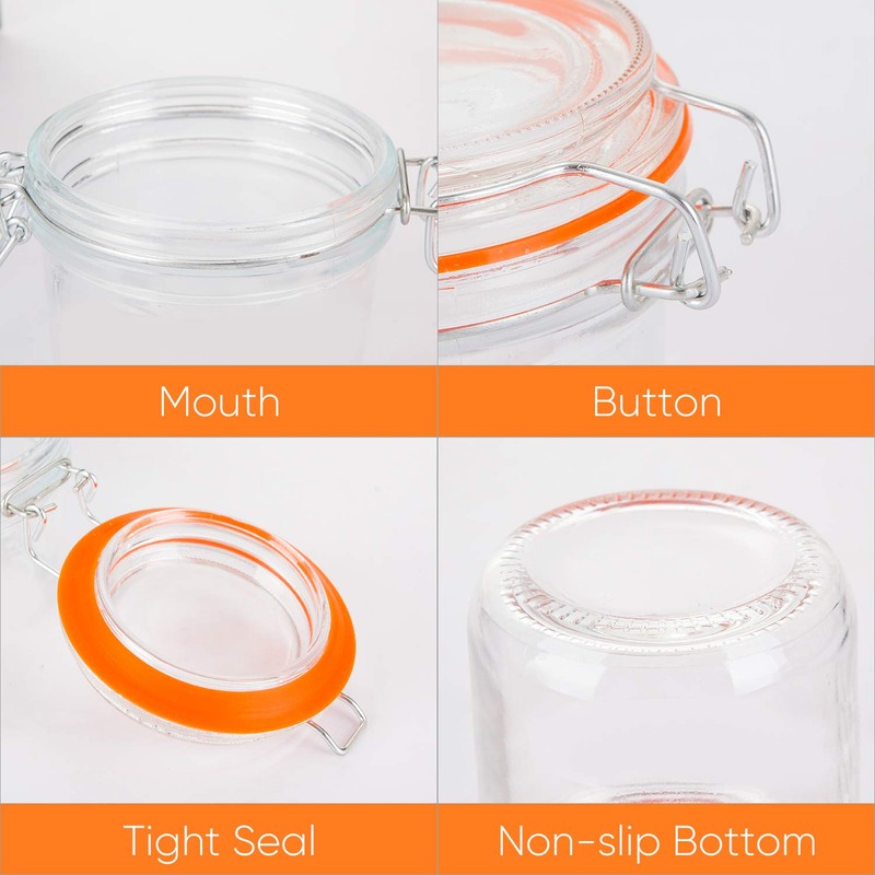 Encheng Glass Jars With Airtight Lids, Mason Jars 8 oz,Glass