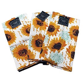 3 pc Sunflower Kitchen Towel Set - 100% Cotton, Perfect Sunflower Kitchen Decor Set, Sunflower Gifts, comes in a gift bag for givingmats - Comes in an organza bag so it's ready for giving!