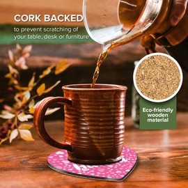 1 x Heart Coaster - Name Hanna Pink Hearts Love Letter Lettering Initial Cork Backed MDF Glossy Tea Coffee Accessory #268573