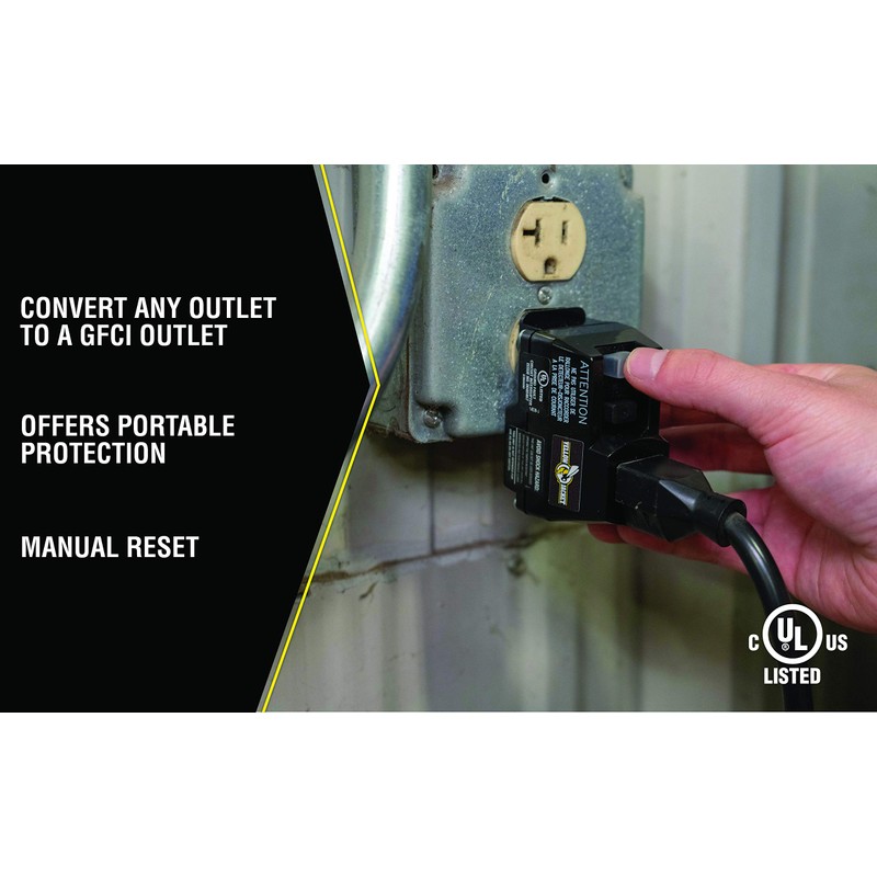 Yellow Jacket 2762, 120-Volt, 15-Amps, 1800-Watts Single Outlet GFCI Adapter,