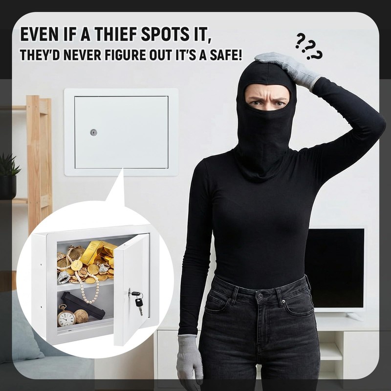 Zonon In-Wall Safe with Key Lock, Small In-Wall Hidden Safe