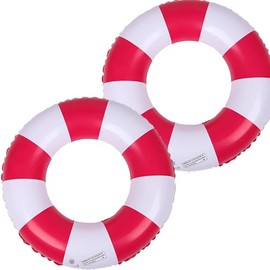 2 x Swimming Ring, Air Mattress Swimming Hoop, Inflatable Pool Inflatable Swimming Hoop for Children and Teenagers, Summer Swimming Party (Red)