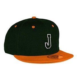 MFAZ Morefaz Ltd Youth Kids Adult Size Hats Snapback Orange Flat Peak Hat Boy Girl Casual Baseball Cap A-Z Alphabet (J, Adult)