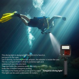 Yangers Waterproof Case Underwater Kangaroo Diving LED Light, 4 in 1 30m Water-Resistant Housing Bright Video Lamp Floating Grip Red Filter for GoPro Hero 7 Black/6/5/4/HERO(2018) Action Camera