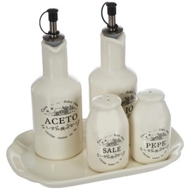 Tognana Sweet Campania Home Oil/Vinegar/Salt/Pepper Set, White