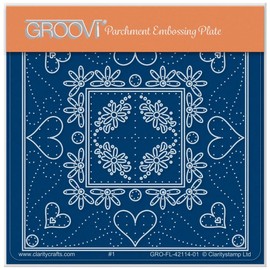 Clarity Stamps Tina's Hearts & Swirls Embroidery Parchlet A6 Square Groovi Plate
