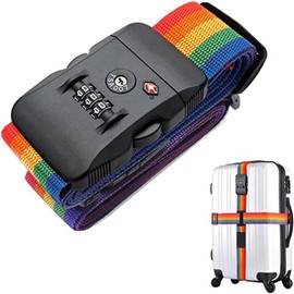 KKNE Luggage Belt - Luggage Belt with 3 Digit Combination and TSA Lock, Luggage Strap 200 cm, Adjustable Luggage Strap for Travel Safety, Colourful, Fashion, Colourful, Fashion