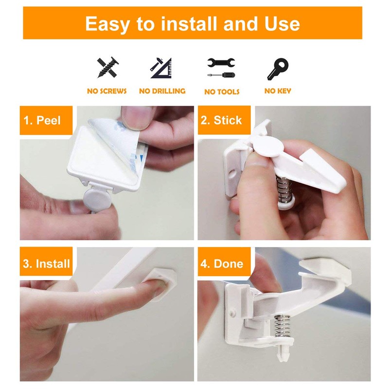 Child Safety Locks, 12 Pack Child Safety Cupboard Locks, Invisible