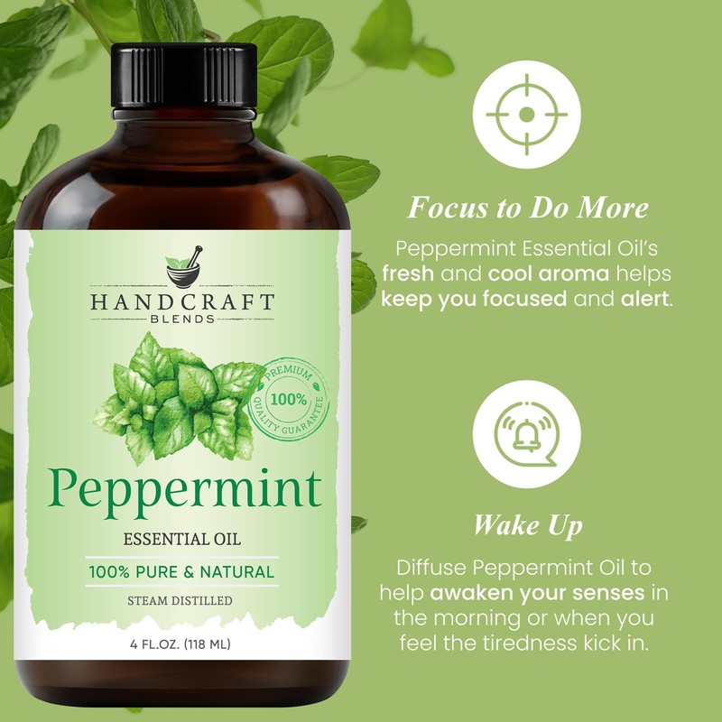 Handcraft Blends Peppermint Essential Oil – Huge 4 Fl Oz
