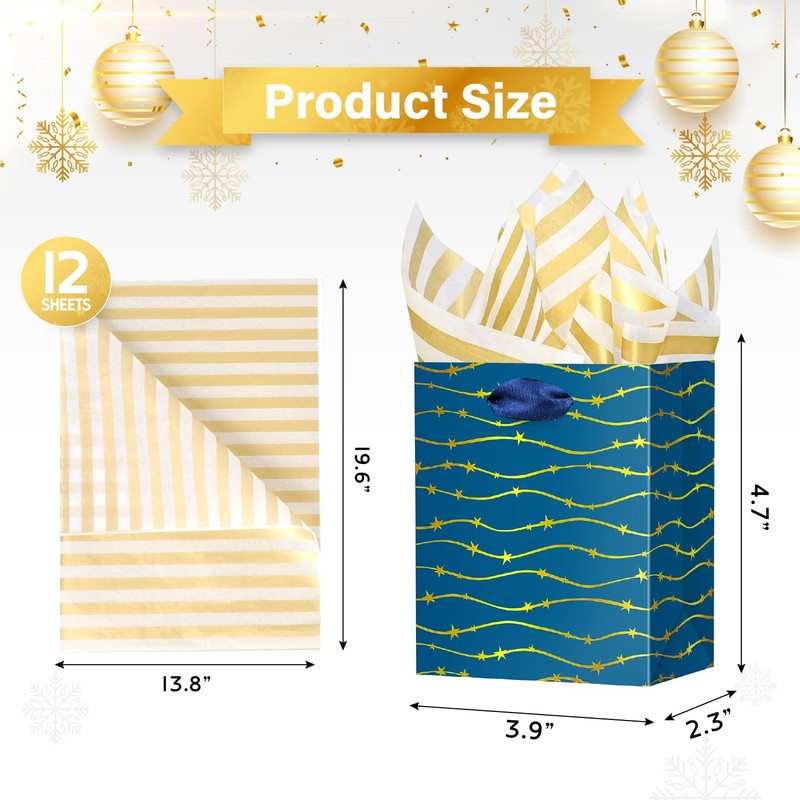 Ranfashiong 12 Pcs Sets 4.7”x4“x2.3” Small Bag with Tissue Paper