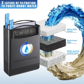 290GPH Turtle Tank Filter for 40-85 Gallon, Turtle Filter Low Water Level Available and Flow Adjustable, Turtle Water Filter for Shrimps Amphibians Turtle Tank Saltwater Freshwater Crystal Clear