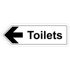 V Safety Shaped Safety Sign - Toilets Arrow Left - 300X100 - 1MM Rigid Plastic