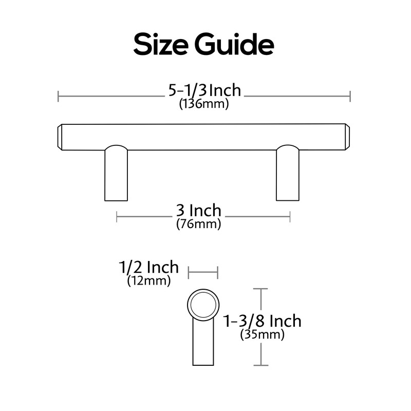 Alzassbg 10 Pack Black Nickel Cabinet Pulls, 3 Inch(76mm) Hole