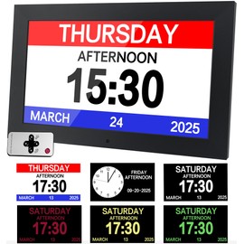 TIXINPO 10.1" Extra Large Digital Dementia Clock for Seniors, Easy Read Display Clock with Day & Date for Elderly, 20 Reminders & 12 Alarms, Auto-Dimming (Ideal for Elderly & Visually Impaired)