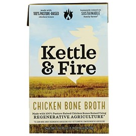 Kettle & Fire Chicken Bone Broth, Regenerative Agriculture, 100% Pasture-Raised, Whole30, Gluten Free & Non-GMO, 16.9 Oz (Pack of 6)