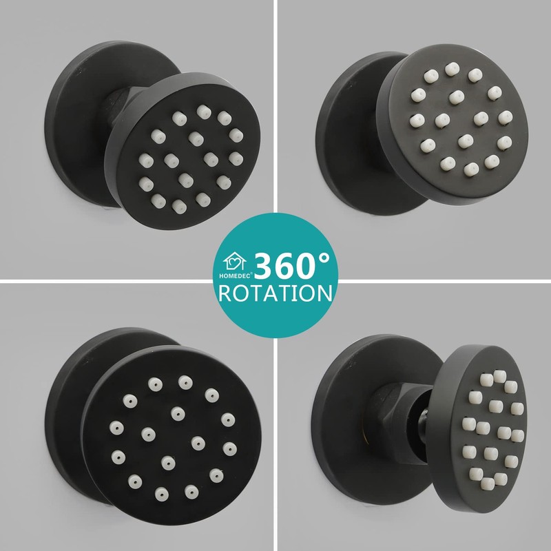 HOMEDEC 2inch Round Brass Shower Spa Massage Body Spray Wall