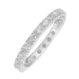 Silverly Women's 925 Sterling Silver Cubic Zirconia Pave Round Cut Brilliant Full Eternity Ring
