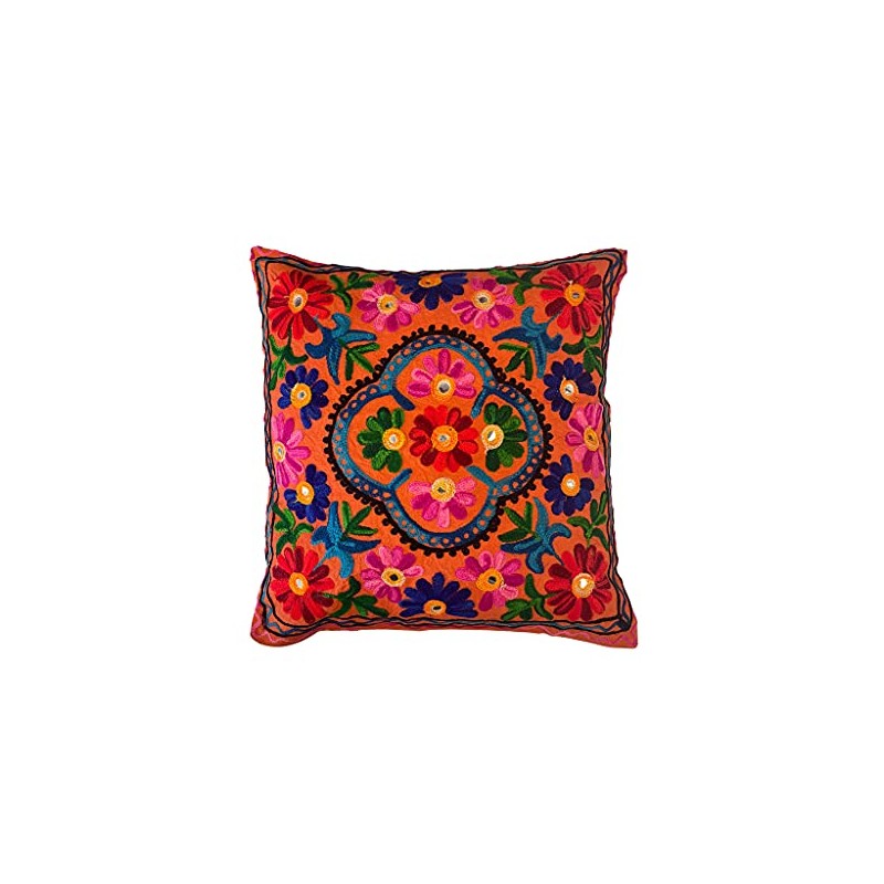 Original kikan Suzani Multi Colour Floral Embroidery 16"x16" 40 x