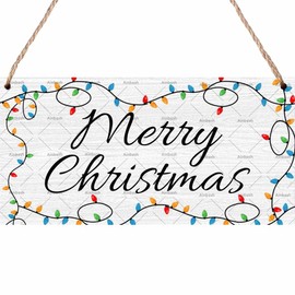 Christmas Door Sign Merry Christmas Wooden Hanging Decor Christmas Themed Winter Wood Sign Christmas Decor For Door Porch Home 6x12 Inch