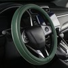 ALEMODR Green Leather Steering Wheel Cover Fiber Strip Car Steering