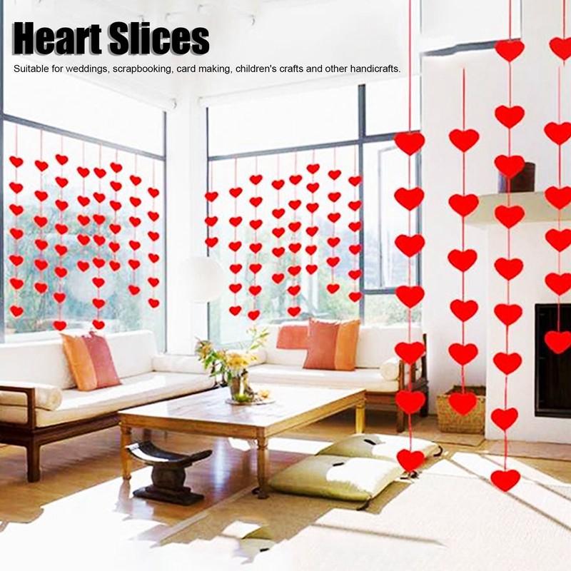 100Pcs Wood Slices HandMade Red HeartShaped Pendant Crafts DIY Wedding